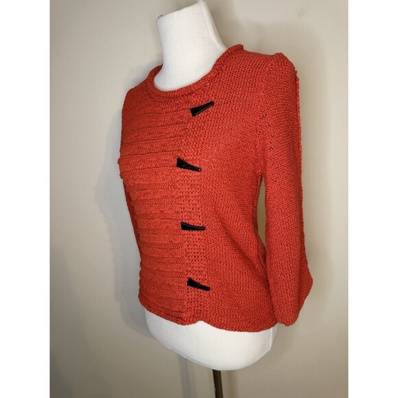 Habitat Clothes To Live In Sweater Lagenlook Boho Orange Top Cotton Blend Small - Picture 2 of 7